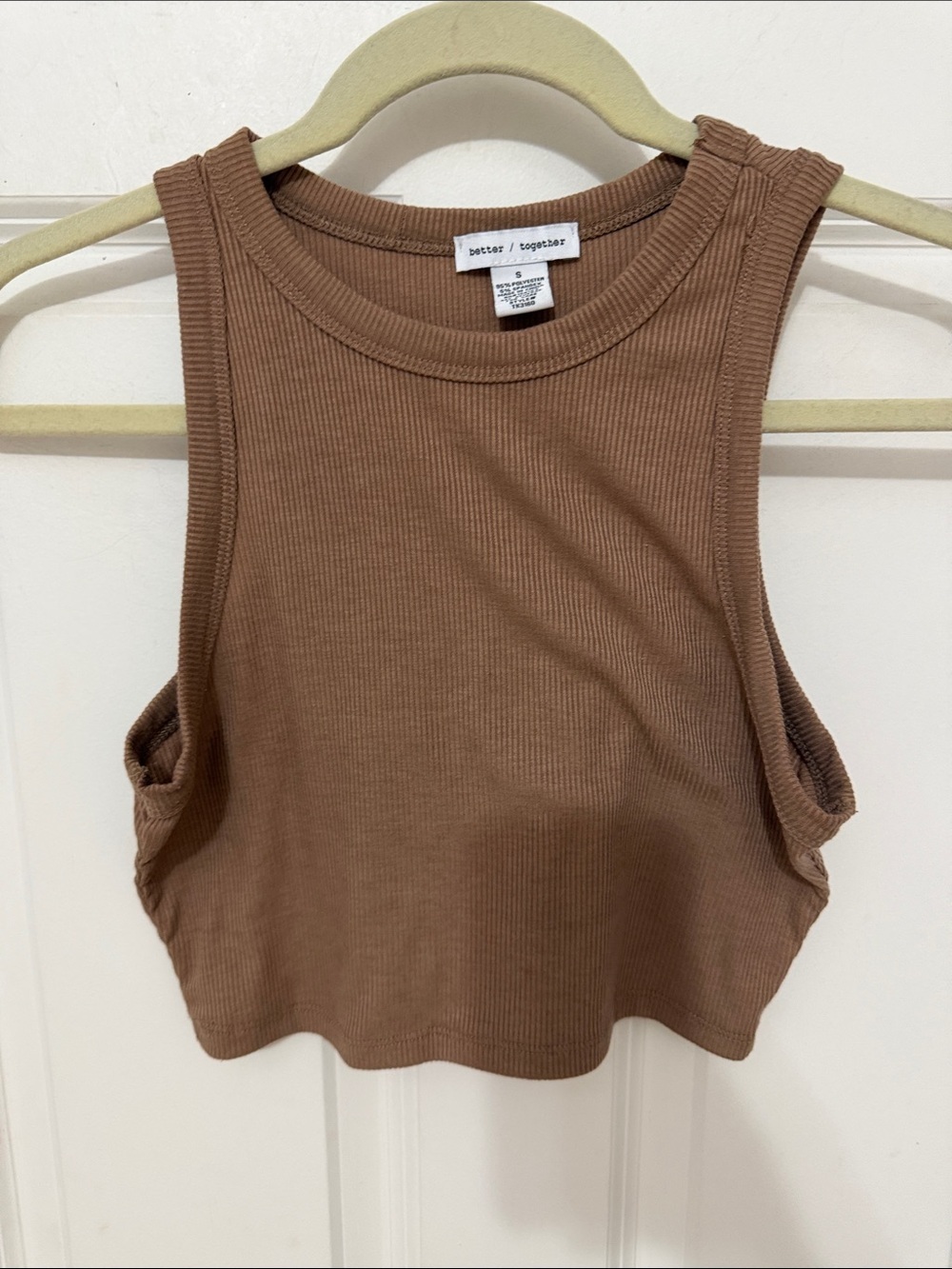Better Together Brown Ribbed Crop Tank Top size small